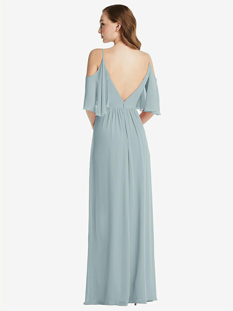 【STYLE: 1547】Convertible Cold-Shoulder Draped Wrap Maxi Dress【COLOR: Morning Sky】