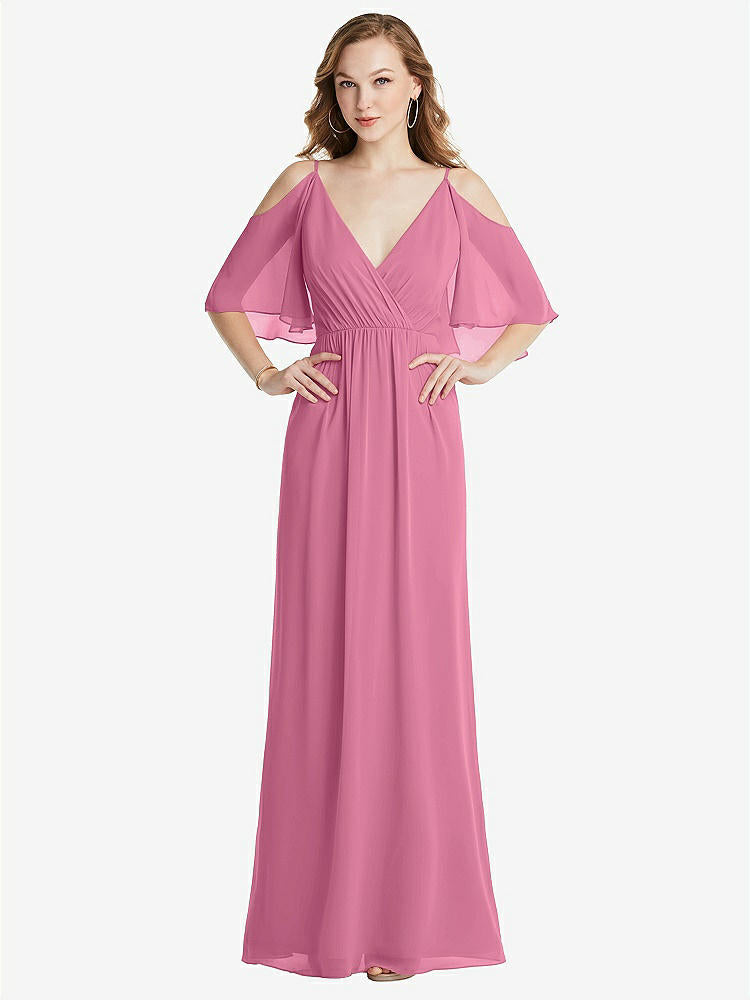【NEW】【STYLE: 1547】コンバーチブル コールドショルダー ドレープ ラップ マキシ ドレス【COLOR: Orchid Pink】【SIZE: 00-30W】