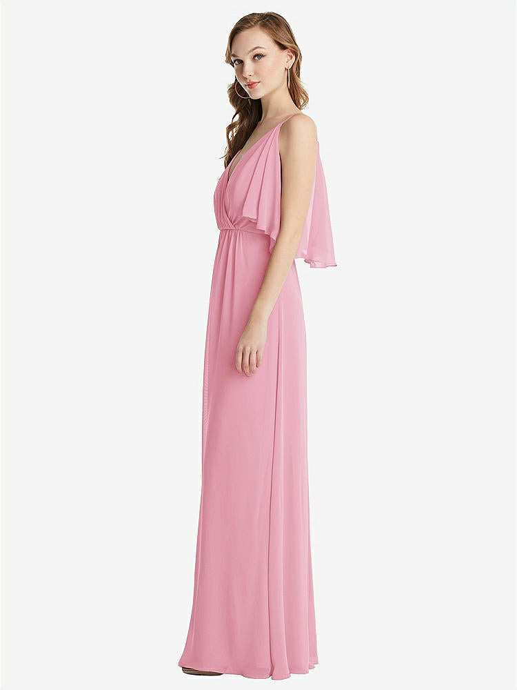 【STYLE: 1547】Convertible Cold-Shoulder Draped Wrap Maxi Dress【COLOR: Peony Pink】