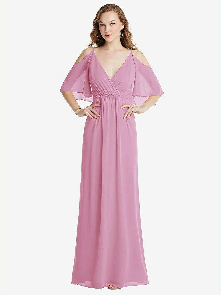 【NEW】【STYLE: 1547】コンバーチブル コールドショルダー ドレープ ラップ マキシ ドレス【COLOR: Powder Pink】【SIZE: 00-30W】