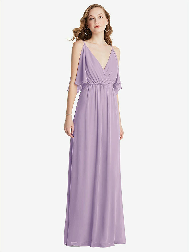 【STYLE: 1547】Convertible Cold-Shoulder Draped Wrap Maxi Dress【COLOR: Pale Purple】