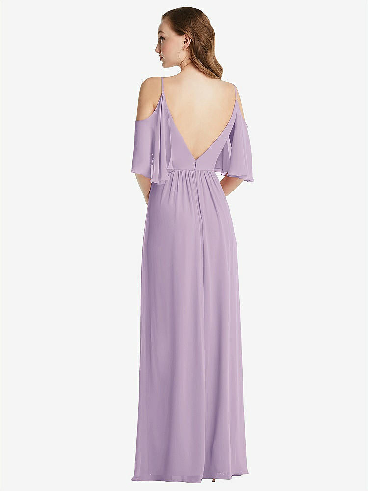 【STYLE: 1547】Convertible Cold-Shoulder Draped Wrap Maxi Dress【COLOR: Pale Purple】