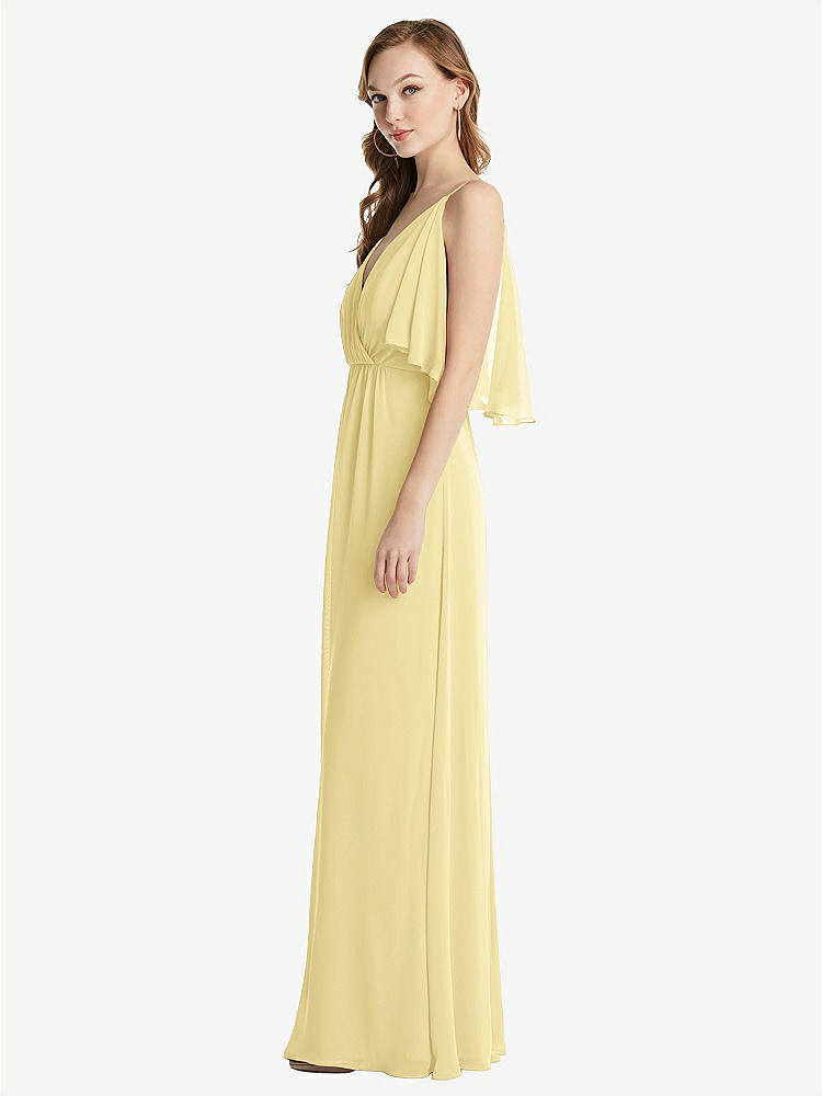 【NEW】【STYLE: 1547】コンバーチブル コールドショルダー ドレープ ラップ マキシ ドレス【COLOR: Pale Yellow】【SIZE: 00-30W】