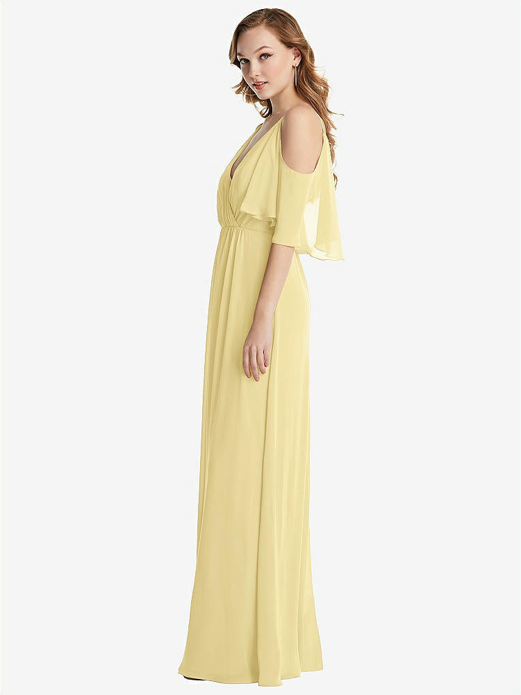 【NEW】【STYLE: 1547】コンバーチブル コールドショルダー ドレープ ラップ マキシ ドレス【COLOR: Pale Yellow】【SIZE: 00-30W】