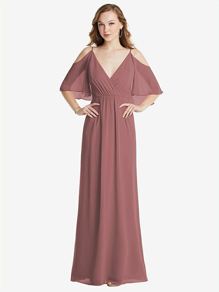 【NEW】【STYLE: 1547】コンバーチブル コールドショルダー ドレープ ラップ マキシ ドレス【COLOR: Rosewood】【SIZE: 00-30W】