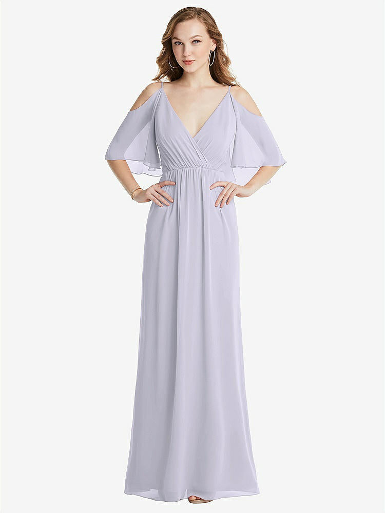【STYLE: 1547】Convertible Cold-Shoulder Draped Wrap Maxi Dress【COLOR: Silver Dove】