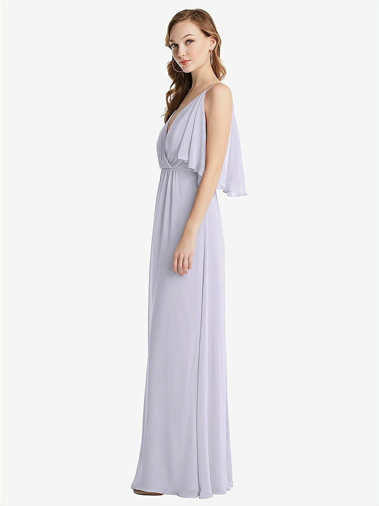 【STYLE: 1547】Convertible Cold-Shoulder Draped Wrap Maxi Dress【COLOR: Silver Dove】