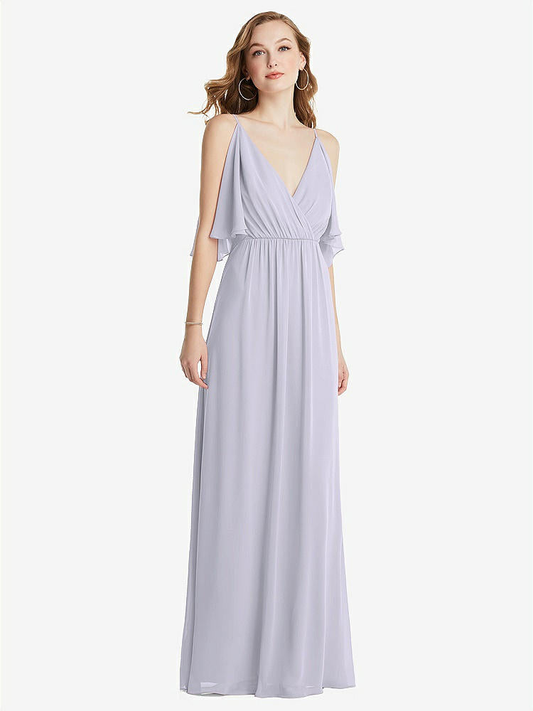 【STYLE: 1547】Convertible Cold-Shoulder Draped Wrap Maxi Dress【COLOR: Silver Dove】