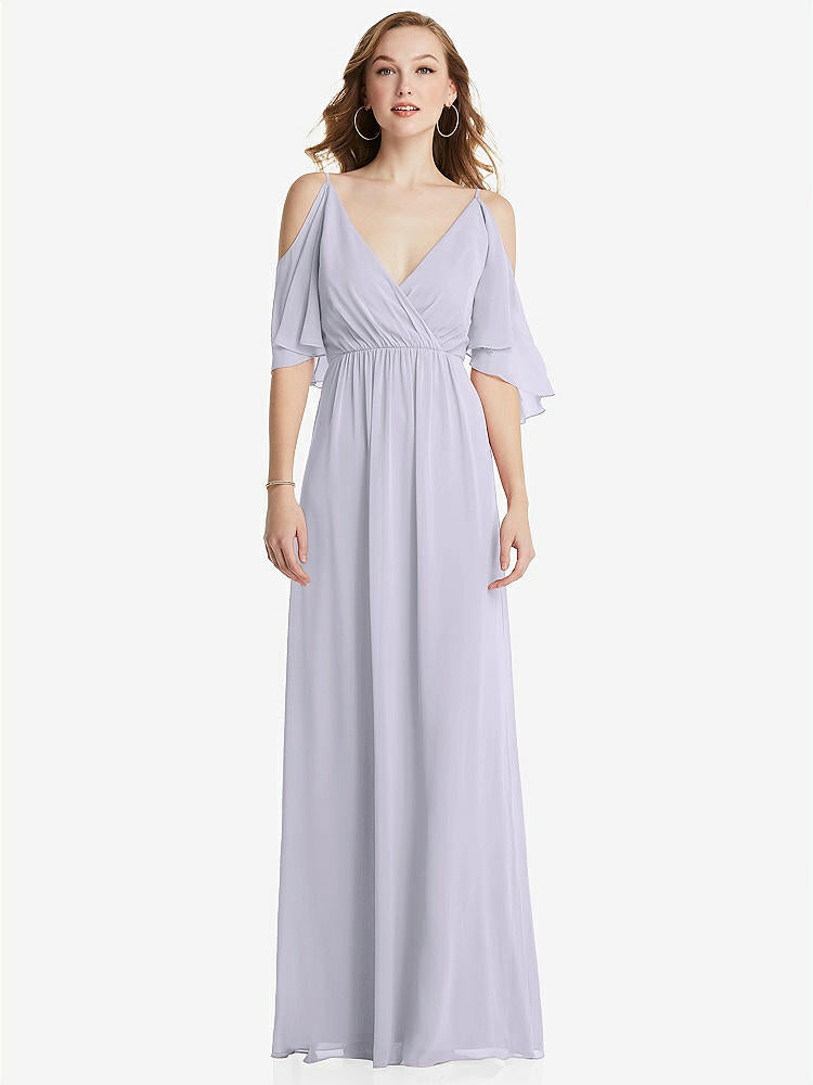 【STYLE: 1547】Convertible Cold-Shoulder Draped Wrap Maxi Dress【COLOR: Silver Dove】