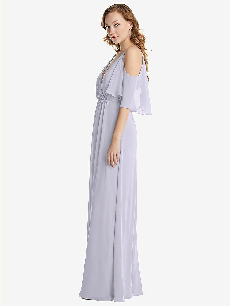 【STYLE: 1547】Convertible Cold-Shoulder Draped Wrap Maxi Dress【COLOR: Silver Dove】