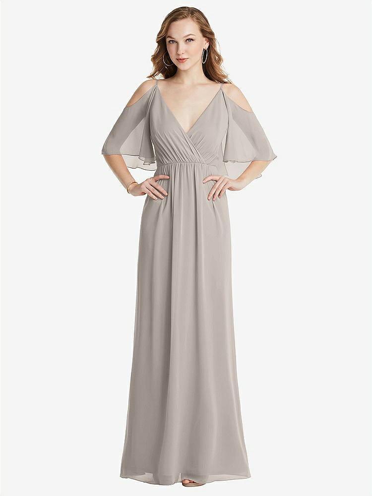 【NEW】【STYLE: 1547】コンバーチブル コールドショルダー ドレープ ラップ マキシ ドレス【COLOR: Taupe】【SIZE: 00-30W】
