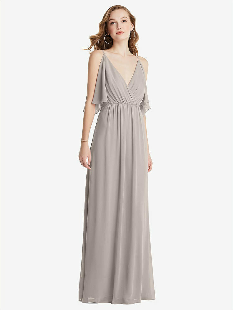 【NEW】【STYLE: 1547】コンバーチブル コールドショルダー ドレープ ラップ マキシ ドレス【COLOR: Taupe】【SIZE: 00-30W】
