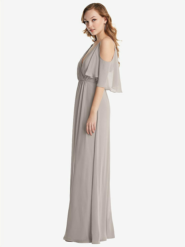 【NEW】【STYLE: 1547】コンバーチブル コールドショルダー ドレープ ラップ マキシ ドレス【COLOR: Taupe】【SIZE: 00-30W】