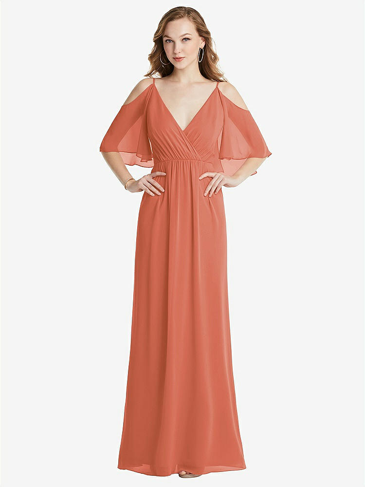 【NEW】【STYLE: 1547】コンバーチブル コールドショルダー ドレープ ラップ マキシ ドレス【COLOR: Terracotta Copper】【SIZE: 00-30W】