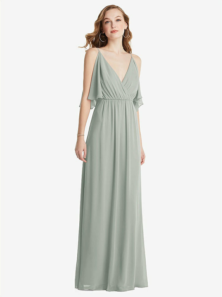 【STYLE: 1547】Convertible Cold-Shoulder Draped Wrap Maxi Dress【COLOR: Willow Green】