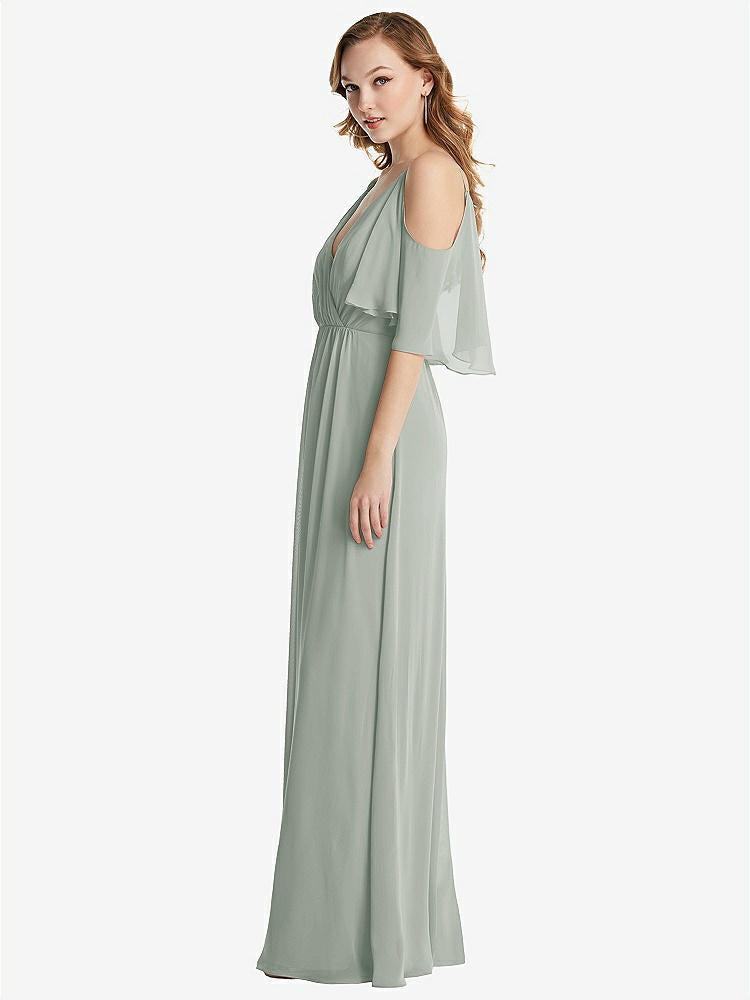 【STYLE: 1547】Convertible Cold-Shoulder Draped Wrap Maxi Dress【COLOR: Willow Green】