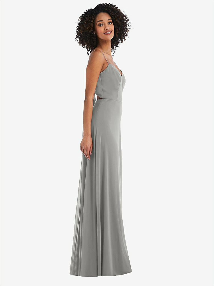 【NEW】【STYLE: 1548】ネクタイバック カットアウト マキシ ドレス 前面 スリット【COLOR: Chelsea Gray】【SIZE: 00-30W】