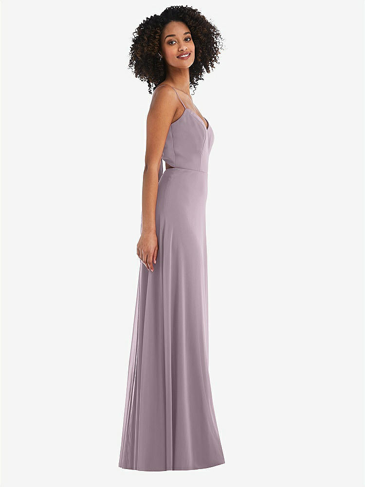 【NEW】【STYLE: 1548】ネクタイバック カットアウト マキシ ドレス 前面 スリット【COLOR: Lilac Dusk】【SIZE: 00-30W】