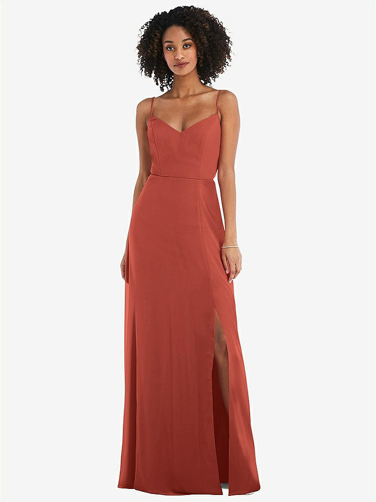 【NEW】【STYLE: 1548】ネクタイバック カットアウト マキシ ドレス 前面 スリット【COLOR: Amber Sunset】【SIZE: 00-30W】