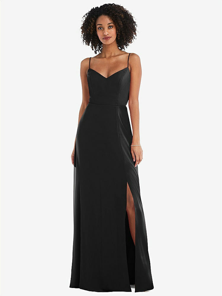 【STYLE: 1548】Tie-Back Cutout Maxi Dress with Front Slit【COLOR: Black】