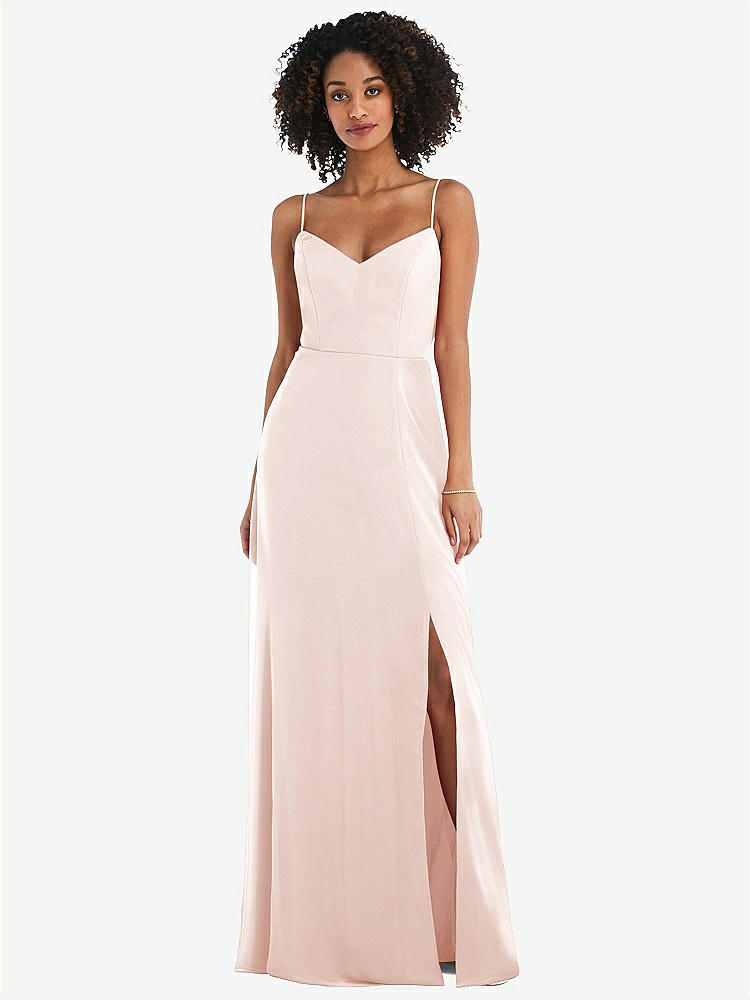 【NEW】【STYLE: 1548】ネクタイバック カットアウト マキシ ドレス 前面 スリット【COLOR: Blush】【SIZE: 00-30W】