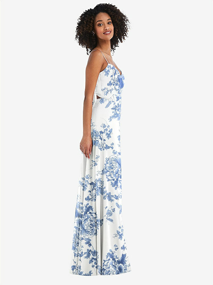 【NEW】【STYLE: 1548】ネクタイバック カットアウト マキシ ドレス 前面 スリット【COLOR: Cottage Rose Dusk Blue】【SIZE: 00-30W】