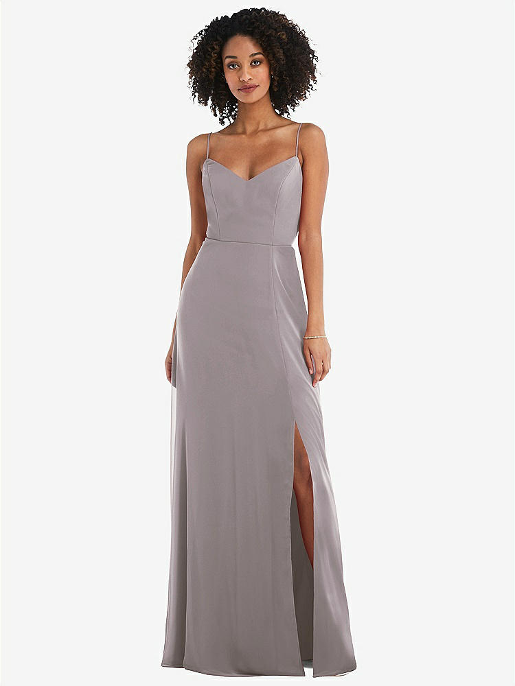 【NEW】【STYLE: 1548】ネクタイバック カットアウト マキシ ドレス 前面 スリット【COLOR: Cashmere Gray】【SIZE: 00-30W】