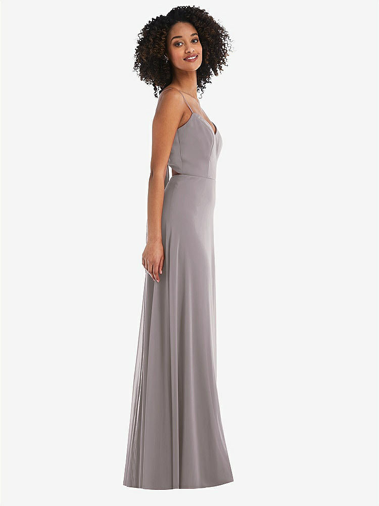 【NEW】【STYLE: 1548】ネクタイバック カットアウト マキシ ドレス 前面 スリット【COLOR: Cashmere Gray】【SIZE: 00-30W】