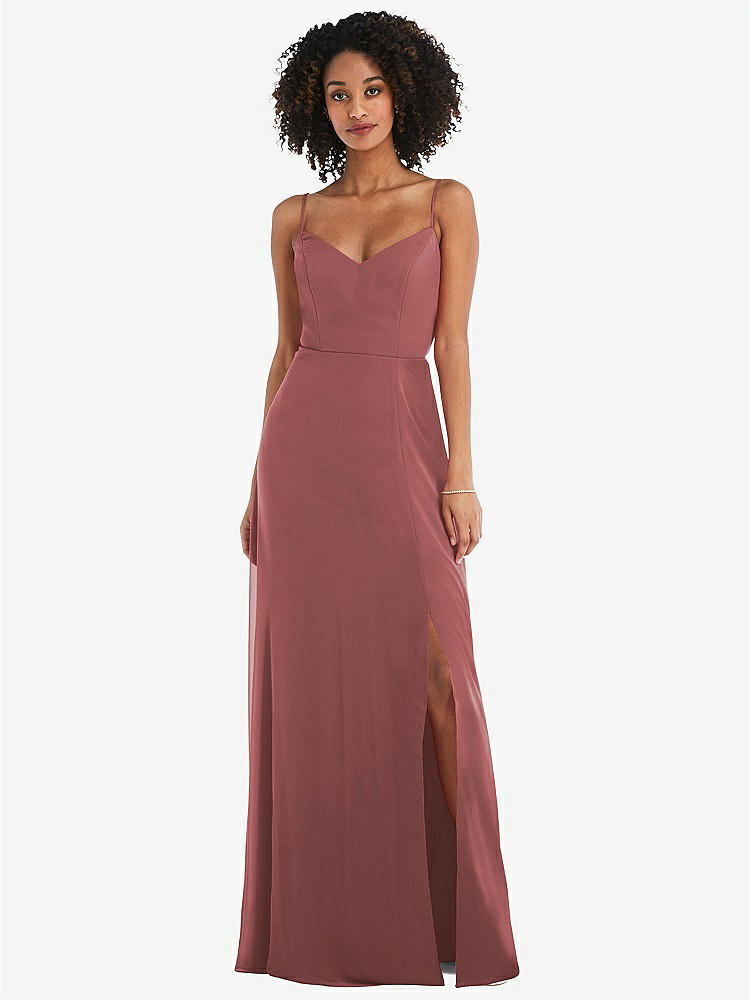 【NEW】【STYLE: 1548】ネクタイバック カットアウト マキシ ドレス 前面 スリット【COLOR: English Rose】【SIZE: 00-30W】