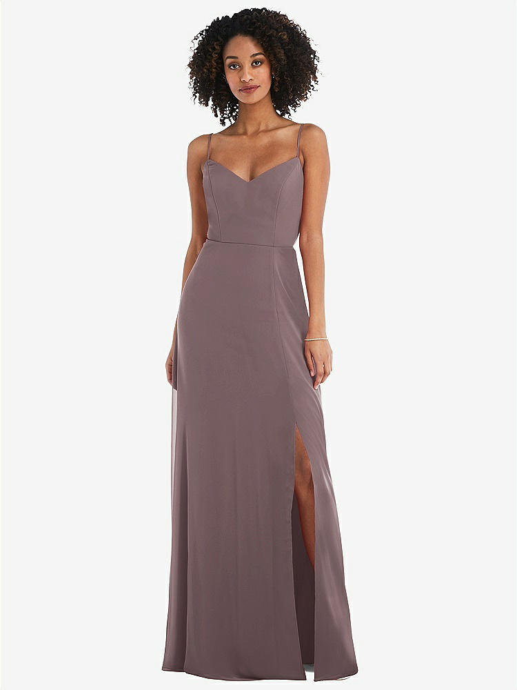 【NEW】【STYLE: 1548】ネクタイバック カットアウト マキシ ドレス 前面 スリット【COLOR: French Truffle】【SIZE: 00-30W】