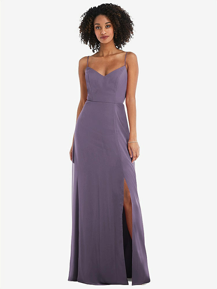 【NEW】【STYLE: 1548】ネクタイバック カットアウト マキシ ドレス 前面 スリット【COLOR: Lavender】【SIZE: 00-30W】