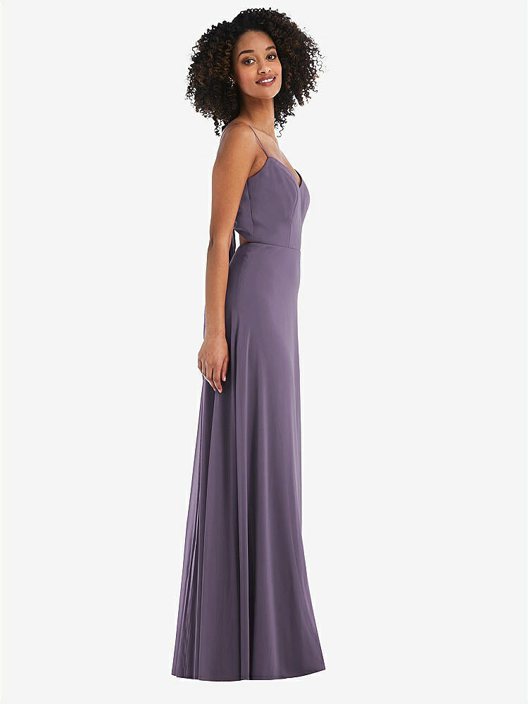 【NEW】【STYLE: 1548】ネクタイバック カットアウト マキシ ドレス 前面 スリット【COLOR: Lavender】【SIZE: 00-30W】