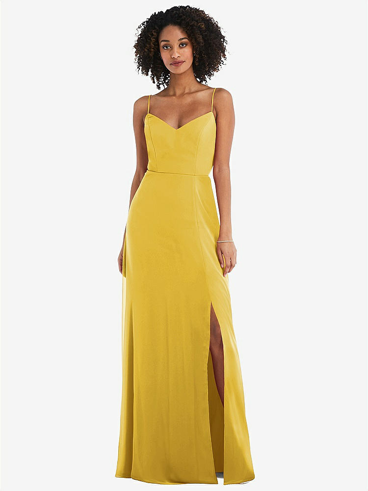 【STYLE: 1548】Tie-Back Cutout Maxi Dress with Front Slit【COLOR: Marigold】