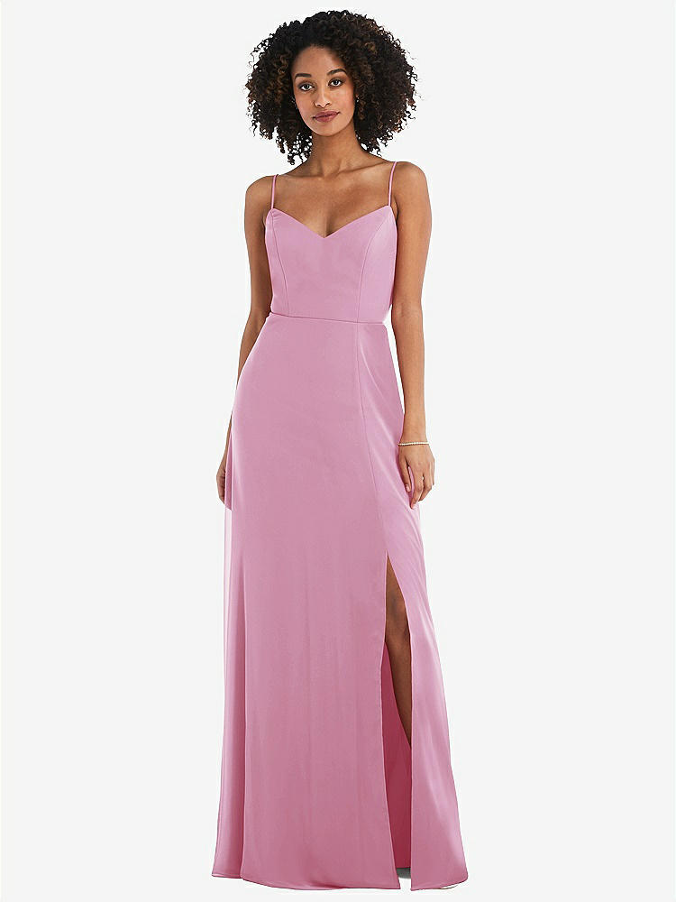 【STYLE: 1548】Tie-Back Cutout Maxi Dress with Front Slit【COLOR: Powder Pink】