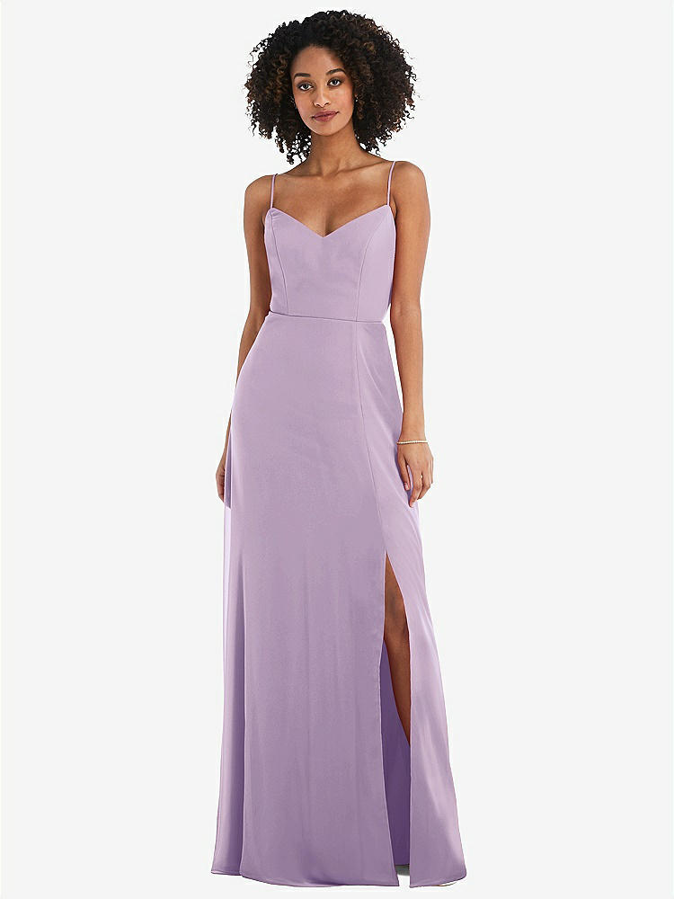 【STYLE: 1548】Tie-Back Cutout Maxi Dress with Front Slit【COLOR: Pale Purple】