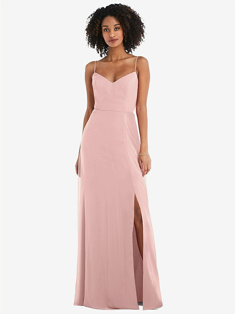 【STYLE: 1548】Tie-Back Cutout Maxi Dress with Front Slit【COLOR: Rose - PANTONE Rose Quartz】