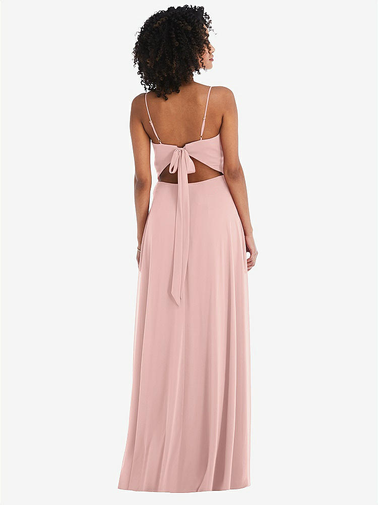【STYLE: 1548】Tie-Back Cutout Maxi Dress with Front Slit【COLOR: Rose - PANTONE Rose Quartz】