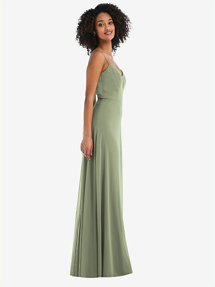 【STYLE: 1548】Tie-Back Cutout Maxi Dress with Front Slit【COLOR: Sage】