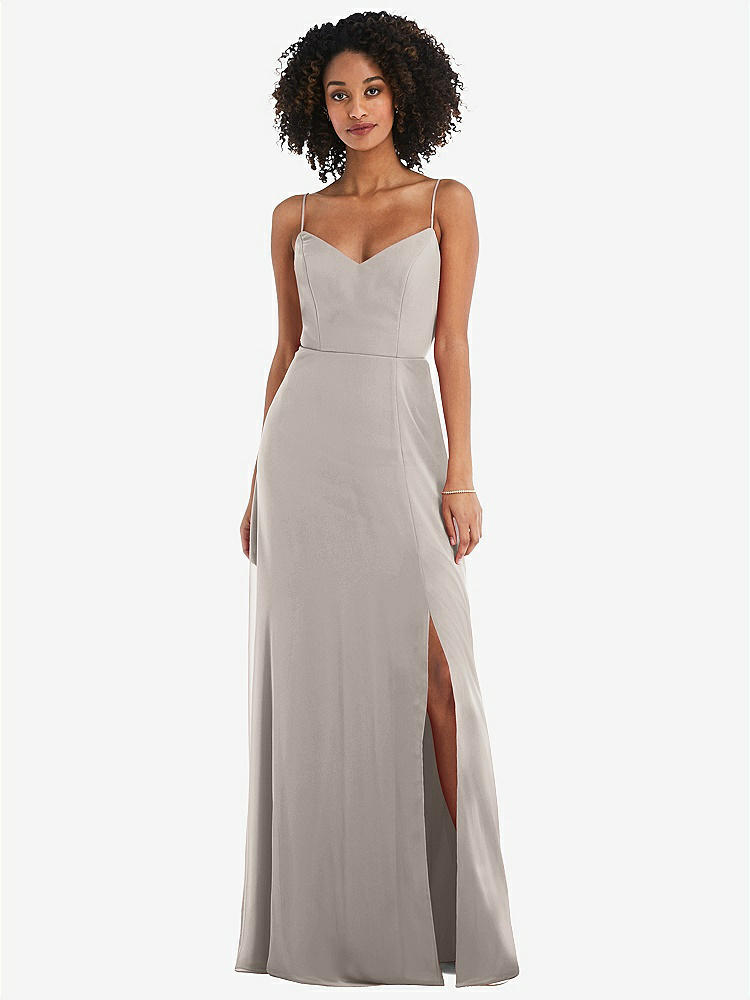 【STYLE: 1548】Tie-Back Cutout Maxi Dress with Front Slit【COLOR: Taupe】