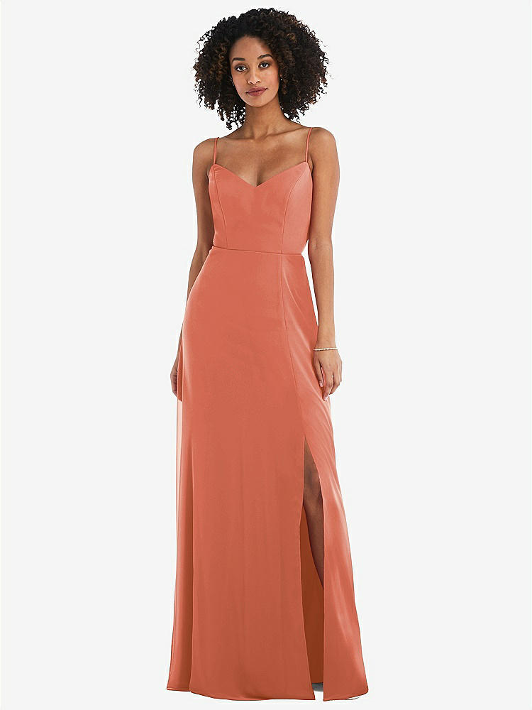 【STYLE: 1548】Tie-Back Cutout Maxi Dress with Front Slit【COLOR: Terracotta Copper】