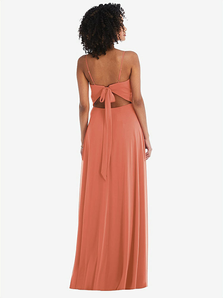 【STYLE: 1548】Tie-Back Cutout Maxi Dress with Front Slit【COLOR: Terracotta Copper】