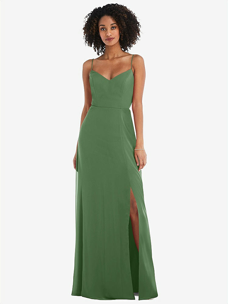 【STYLE: 1548】Tie-Back Cutout Maxi Dress with Front Slit【COLOR: Vineyard Green】