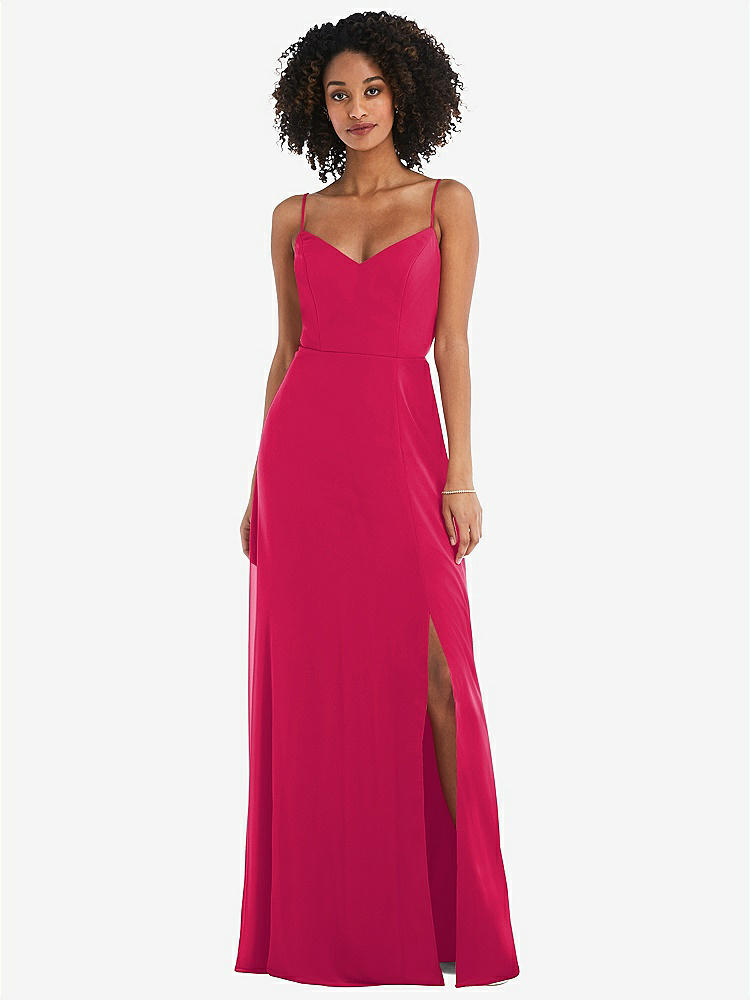 【STYLE: 1548】Tie-Back Cutout Maxi Dress with Front Slit【COLOR: Vivid Pink】