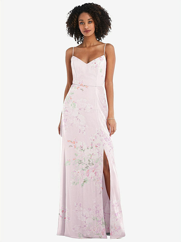 【STYLE: 1548】Tie-Back Cutout Maxi Dress with Front Slit【COLOR: Watercolor Print】