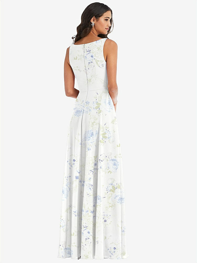 【NEW】【STYLE: 1549】ディープ Vネック シフォン マキシ ドレス【COLOR: Bleu Garden】【SIZE: 00-30W】