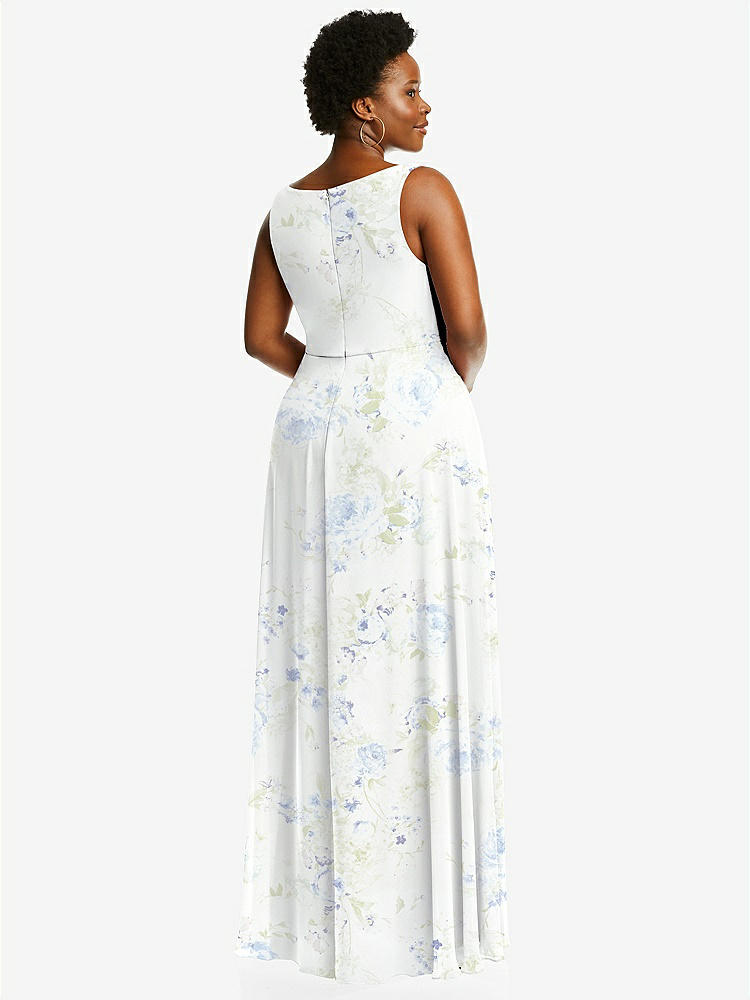 【NEW】【STYLE: 1549】ディープ Vネック シフォン マキシ ドレス【COLOR: Bleu Garden】【SIZE: 00-30W】