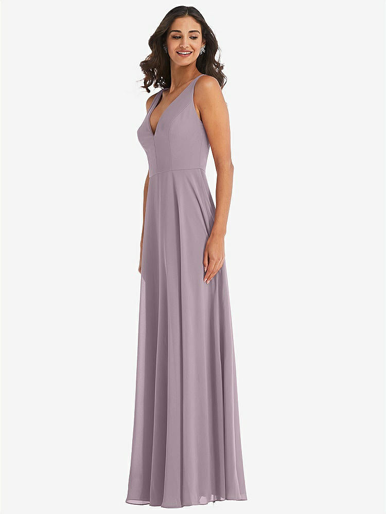 【STYLE: 1549】Deep V-Neck Chiffon Maxi Dress【COLOR: Lilac Dusk】