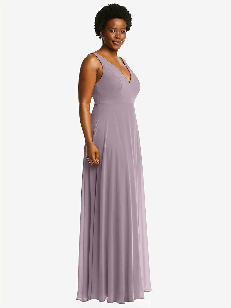 【STYLE: 1549】Deep V-Neck Chiffon Maxi Dress【COLOR: Lilac Dusk】