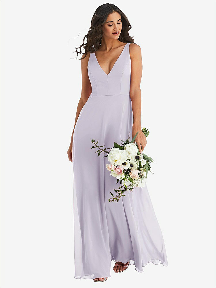 【STYLE: 1549】Deep V-Neck Chiffon Maxi Dress【COLOR: Moondance】