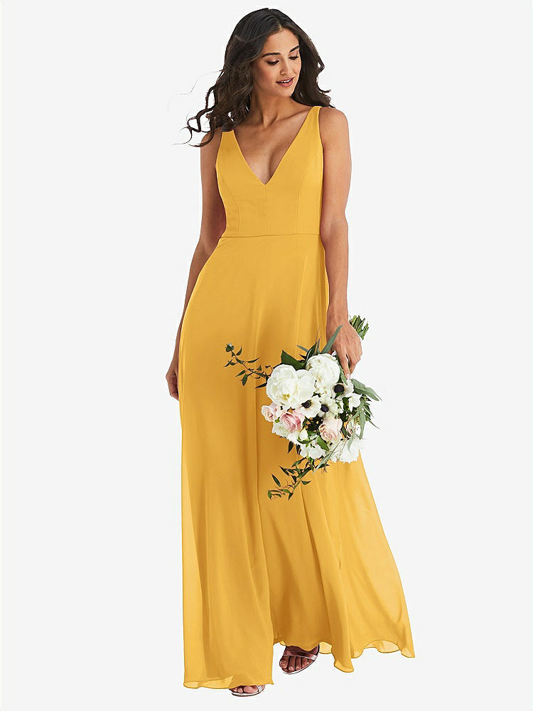 【NEW】【STYLE: 1549】ディープ Vネック シフォン マキシ ドレス【COLOR: NYC Yellow】【SIZE: 00-30W】